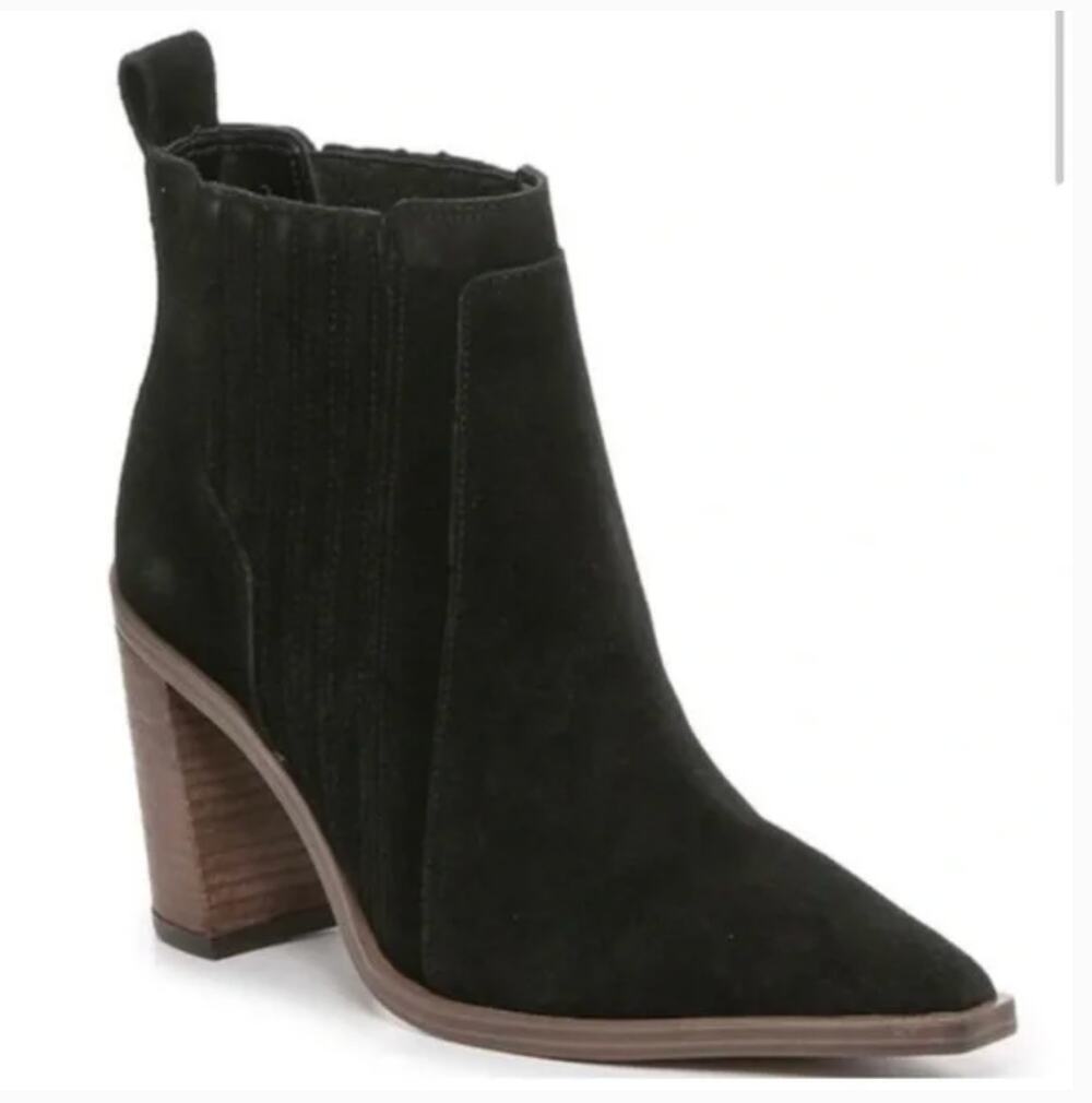 Vince Camuto Wenverna Boots 9.5 Black Suede Western Heel Ankle Booties